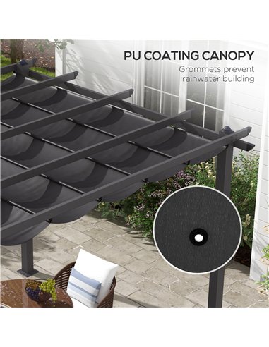 Outsunny 3 x 3m Aluminium Pergola, with Retractable Roof - Dark Grey