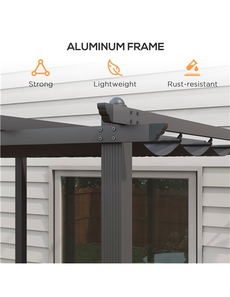 Outsunny 3 x 3m Aluminium Pergola, with Retractable Roof - Dark Grey - pic 128268 | FastDaddyshop