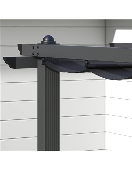 Outsunny 3 x 3m Aluminium Pergola, with Retractable Roof - Dark Grey - pic 128269 | FastDaddyshop