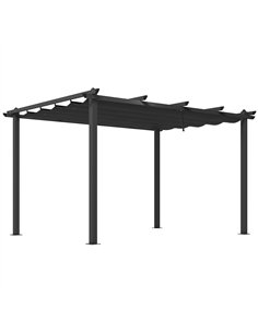 Outsunny 3 x 4m Aluminium Pergola, with Retractable Roof - Dark Grey