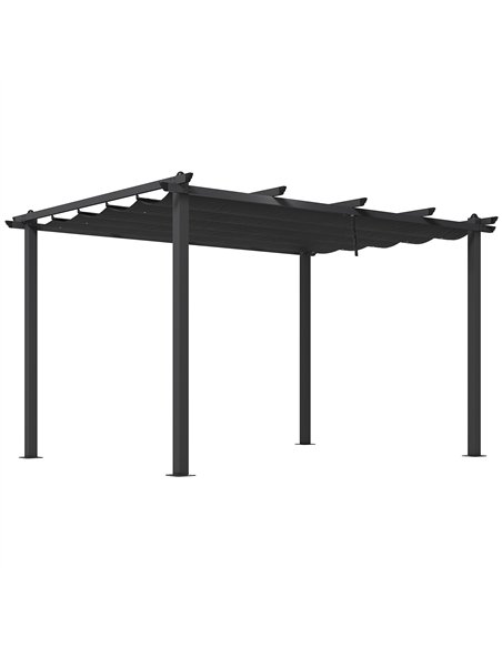 Outsunny 3 x 4m Aluminium Pergola, with Retractable Roof - Dark Grey - pic 128271 | FastDaddyshop