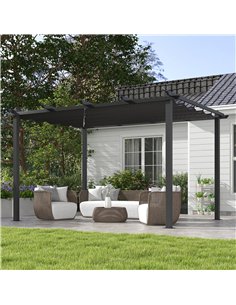Outsunny 3 x 4m Aluminium Pergola, with Retractable Roof - Dark Grey 2
