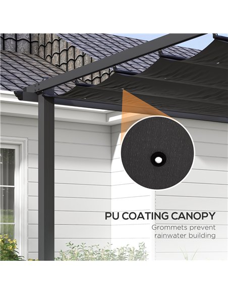 Outsunny 3 x 4m Aluminium Pergola, with Retractable Roof - Dark Grey - pic 128275 | FastDaddyshop