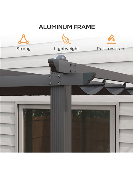 Outsunny 3 x 4m Aluminium Pergola, with Retractable Roof - Dark Grey - pic 128277 | FastDaddyshop