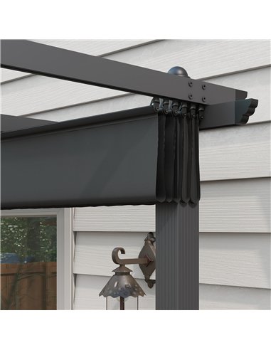 Outsunny 3 x 4m Aluminium Pergola, with Retractable Roof - Dark Grey