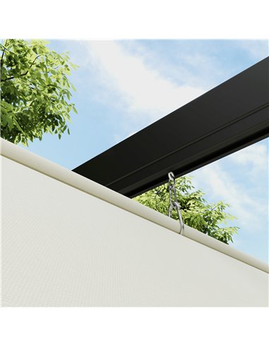 Outsunny 2 x 3(m) Lean To Steel Pergola, with Moving Fabric Canopy - Khaki