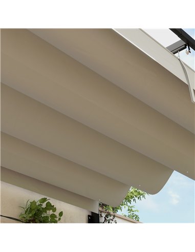 Outsunny 2 x 3(m) Lean To Steel Pergola, with Moving Fabric Canopy - Khaki