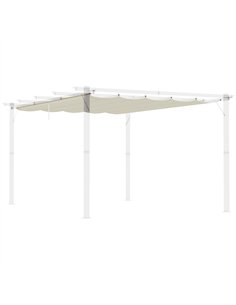 Outsunny Retractable Pergola Shade Cover, Replacement Canopy for 4 x 3 (m) Pergola, Retractable Roof, Cream White