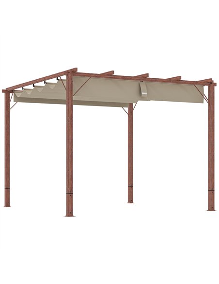 Outsunny 3 x 3 m Retractable Roof Pergola - Natural Wood Finish - pic 128316 | FastDaddyshop