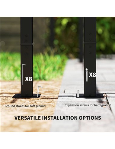 Outsunny 3 x 3 m Retractable Roof Pergola, with Curtains - Dark Grey