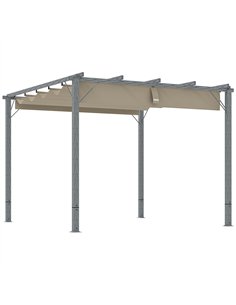 Outsunny 3 x 3 m Retractable Roof Pergola - Grey