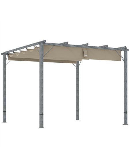Outsunny 3 x 3 m Retractable Roof Pergola - Grey - pic 128343 | FastDaddyshop