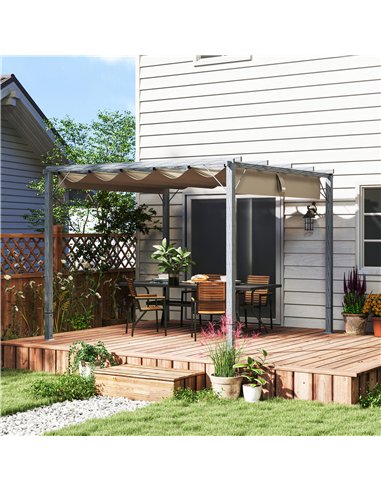 Outsunny 3 x 3 m Retractable Roof Pergola - Grey