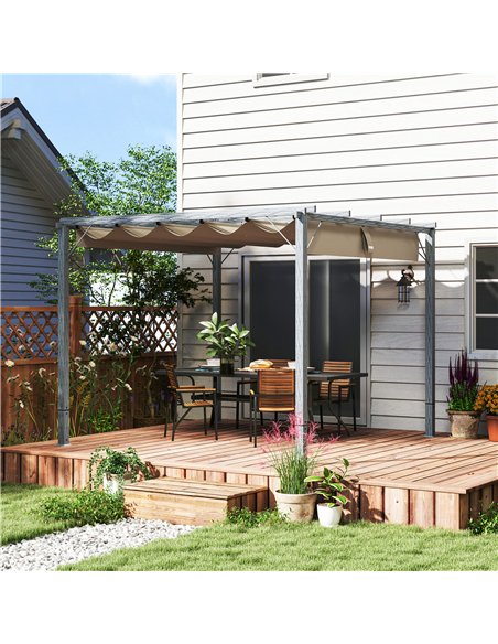 Outsunny 3 x 3 m Retractable Roof Pergola - Grey - pic 128344 | FastDaddyshop