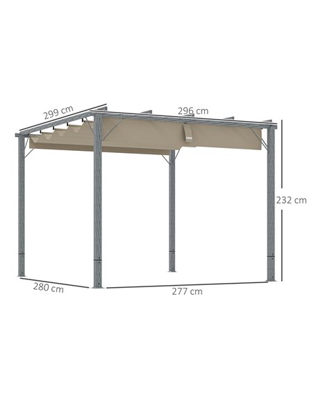 Outsunny 3 x 3 m Retractable Roof Pergola - Grey - pic 128345 | FastDaddyshop