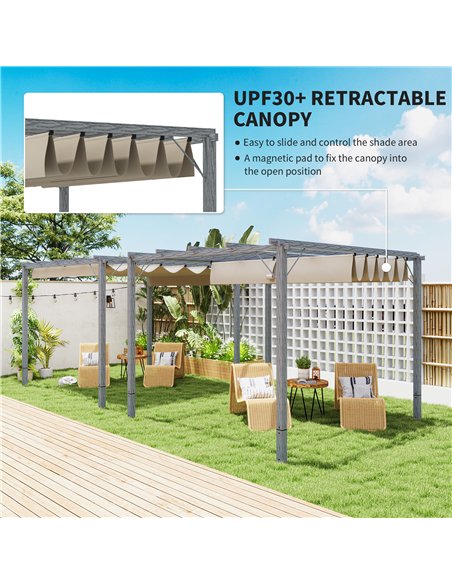 Outsunny 3 x 3 m Retractable Roof Pergola - Grey - pic 128346 | FastDaddyshop