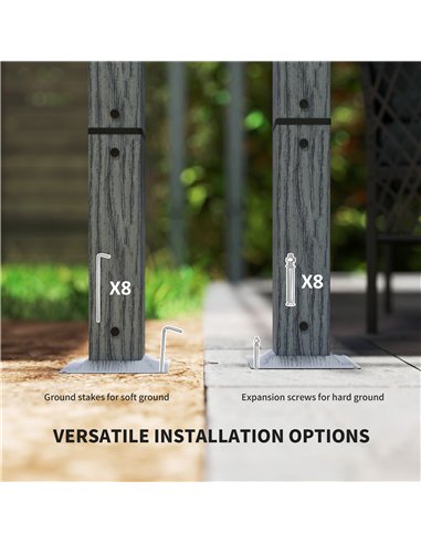 Outsunny 3 x 3 m Retractable Roof Pergola - Grey