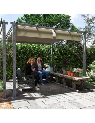 Outsunny 3 x 3 m Retractable Roof Pergola - Grey