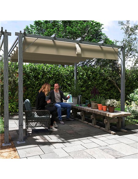 Outsunny 3 x 3 m Retractable Roof Pergola - Grey - pic 128349 | FastDaddyshop