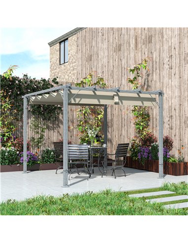 Outsunny 3 x 3 m Retractable Roof Pergola - Grey