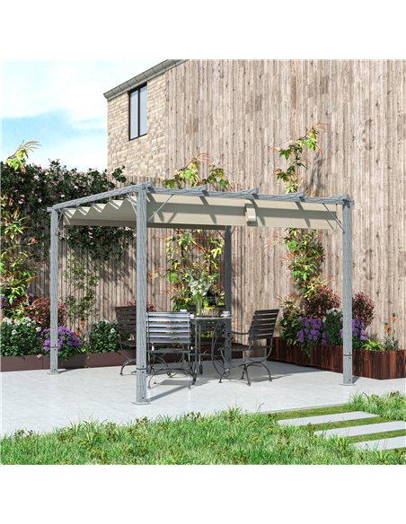 Outsunny 3 x 3 m Retractable Roof Pergola - Grey - pic 128350 | FastDaddyshop