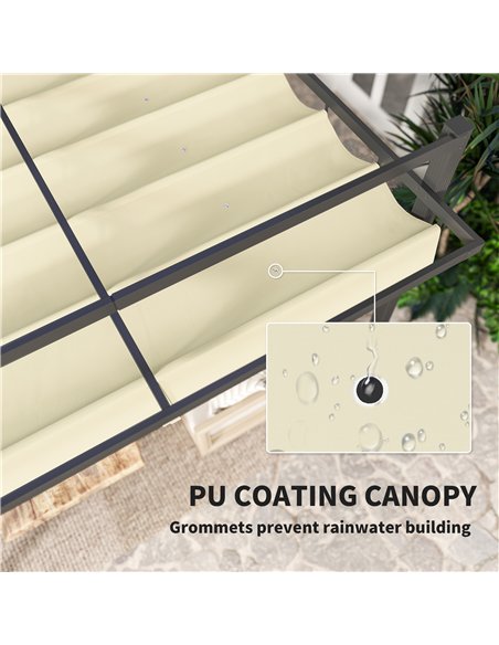 Outsunny 3 x 3m Aluminium Pergola, with Retractable Roof - Grey/Khaki - pic 128365 | FastDaddyshop