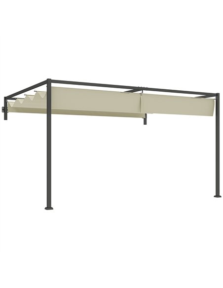 Outsunny 3 x 4m Steel Pergola, with Retractable Canopy - Khaki - pic 128370 | FastDaddyshop