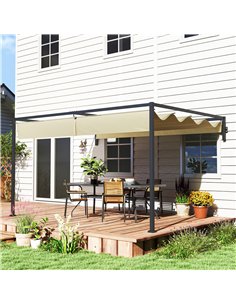 Outsunny 3 x 4m Steel Pergola, with Retractable Canopy - Khaki 2