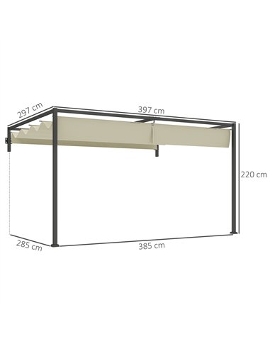 Outsunny 3 x 4m Steel Pergola, with Retractable Canopy - Khaki