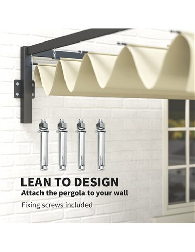 Outsunny 3 x 4m Steel Pergola, with Retractable Canopy - Khaki
