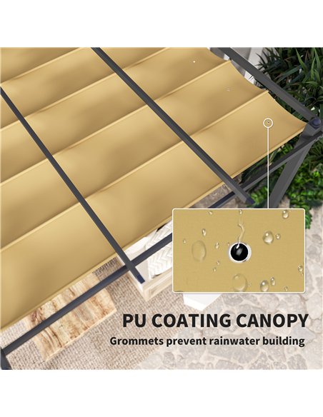 Outsunny 3 x 4m Aluminium Pergola, with Retractable Roof - Khaki - pic 128383 | FastDaddyshop