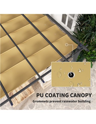 Outsunny 3 x 3m Aluminium Pergola, with Retractable Roof - Khaki