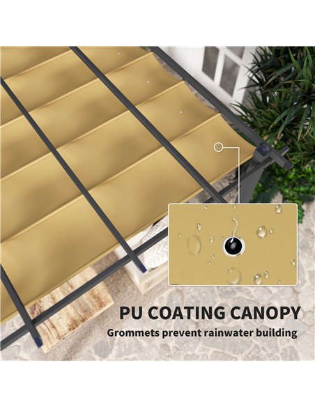 Outsunny 3 x 3m Aluminium Pergola, with Retractable Roof - Khaki - pic 128392 | FastDaddyshop