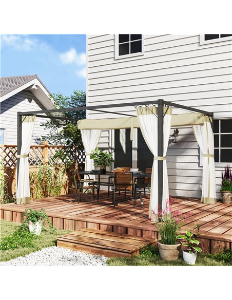 Outsunny 3 x 4m Aluminium Frame Pergola, with Retractable Roof - Khaki - pic 128398 | FastDaddyshop