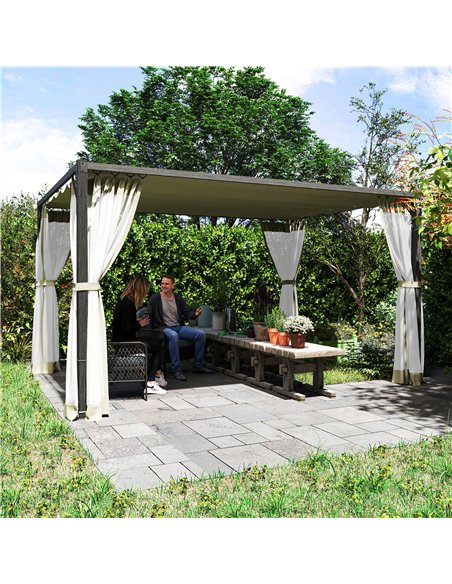 Outsunny 3 x 4m Aluminium Frame Pergola, with Retractable Roof - Khaki - pic 128403 | FastDaddyshop