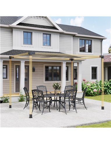 Outsunny Pergola Kit, DIY Pergola Brackets with 3-Way Pergola Corner Brackets and Post Base for 4" x 4" (Actual 3.6" x 3.6") Lum