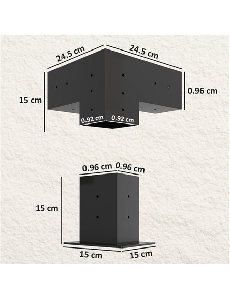 Outsunny Pergola Kit, DIY Pergola Brackets with 3-Way Pergola Corner Brackets and Post Base for 4" x 4" (Actual 3.6" x 3.6") Lum - pic 128417 | FastDaddyshop