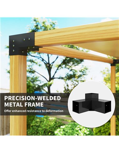 Outsunny Pergola Kit, DIY Pergola Brackets with 3-Way Pergola Corner Brackets and Post Base for 4" x 4" (Actual 3.6" x 3.6") Lum