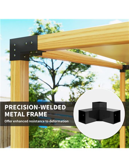 Outsunny Pergola Kit, DIY Pergola Brackets with 3-Way Pergola Corner Brackets and Post Base for 4" x 4" (Actual 3.6" x 3.6") Lum - pic 128420 | FastDaddyshop