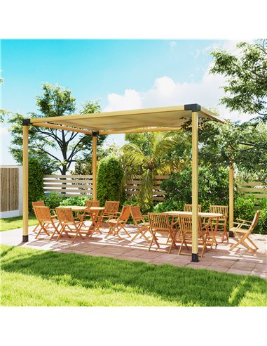 Outsunny Pergola Kit, DIY Pergola Brackets with 3-Way Pergola Corner Brackets and Post Base for 4" x 4" (Actual 3.6" x 3.6") Lum