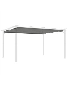 Outsunny Retractable Pergola Shade Cover, Replacement Canopy for 4 x 3 (m) Pergola, Retractable Roof, Light Grey