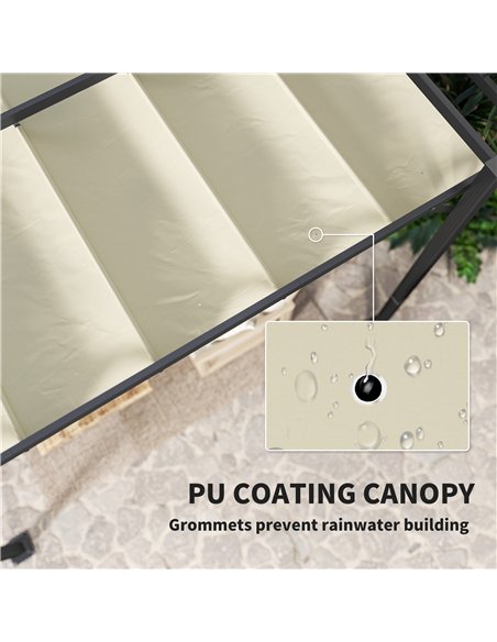 Outsunny 3 x 4m Aluminium Pergola, with Retractable Roof - Grey/Khaki - pic 128446 | FastDaddyshop