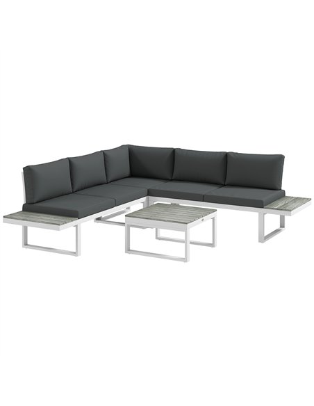 Outsunny 4 Pieces Patio Garden Set with 5-Level Recline Corner Sofa, Outdoor Garden Lounge Sectional Conversation Sofa Set with  - pic 128451 | FastDaddyshop