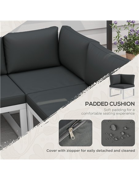 Outsunny 4 Pieces Patio Garden Set with 5-Level Recline Corner Sofa, Outdoor Garden Lounge Sectional Conversation Sofa Set with  - pic 128455 | FastDaddyshop