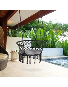 Outsunny Hanging Hammock Chair, Large Macrame Seat, Dark Grey 2