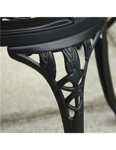 Outsunny Three-Piece Aluminium Floral Bistro Garden Set - Black - pic 128468 | FastDaddyshop