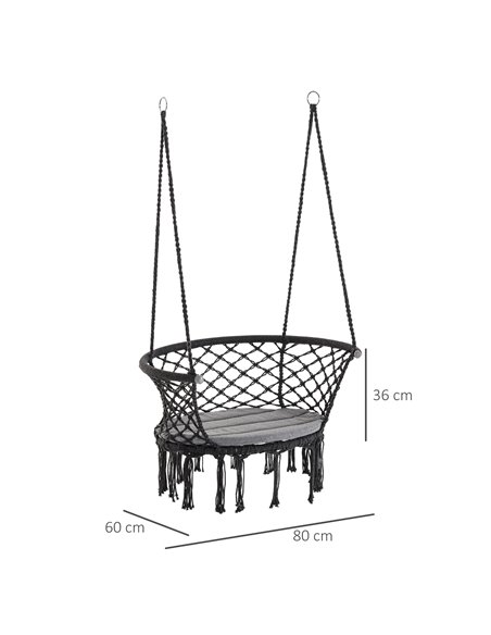 Outsunny Hanging Hammock Chair, Large Macrame Seat, Dark Grey - pic 12847 | FastDaddyshop