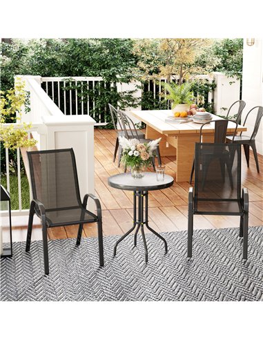 Outsunny Three-Piece Outdoor Garden Set - Black
