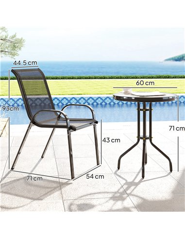 Outsunny Three-Piece Outdoor Garden Set - Black