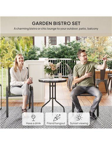 Outsunny Three-Piece Outdoor Garden Set - Black